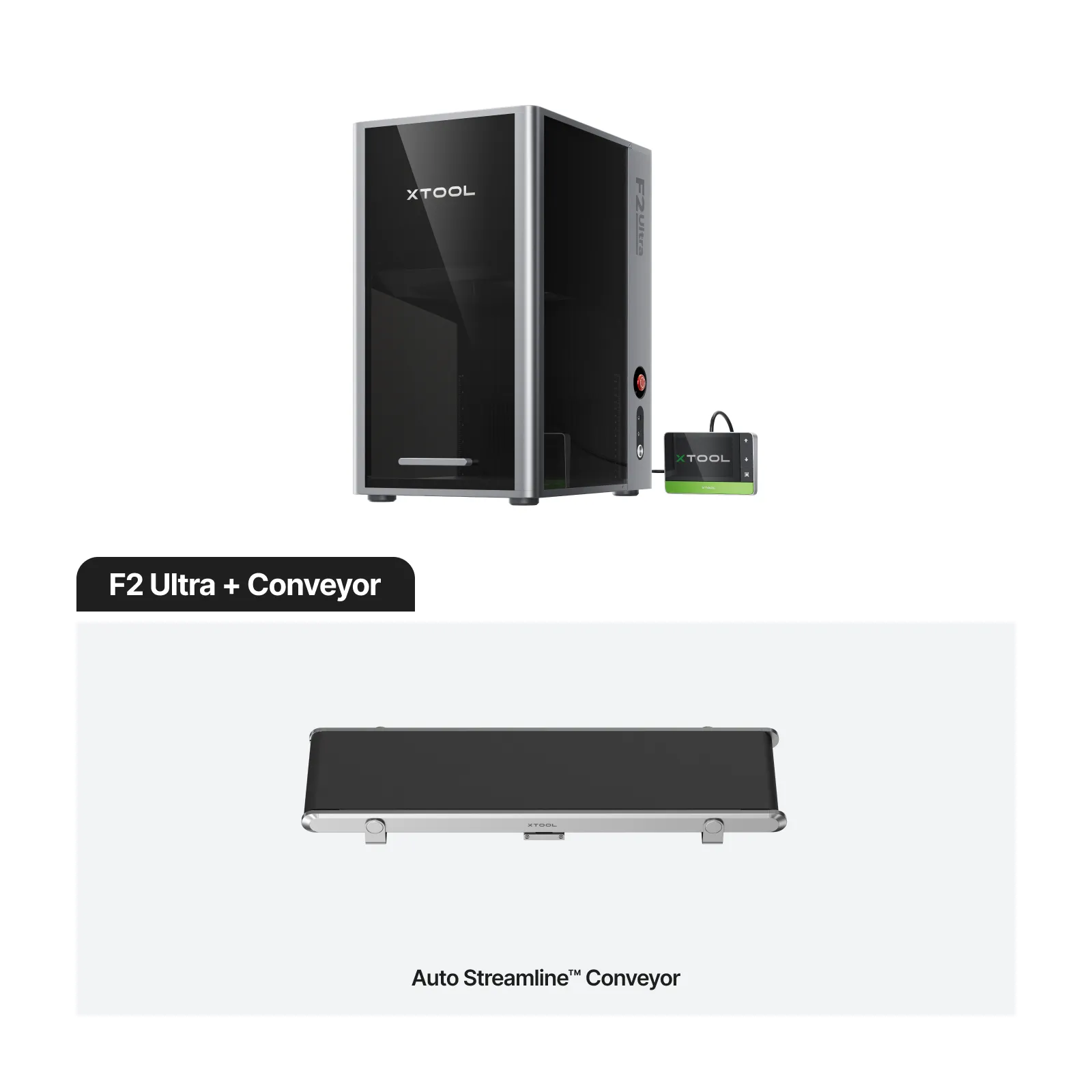 XTOOL F2 Ultra Dual Laser Engraving Machine and Conveyor 15000 mm/s Max. Working Speed and 150 mm Processing Height