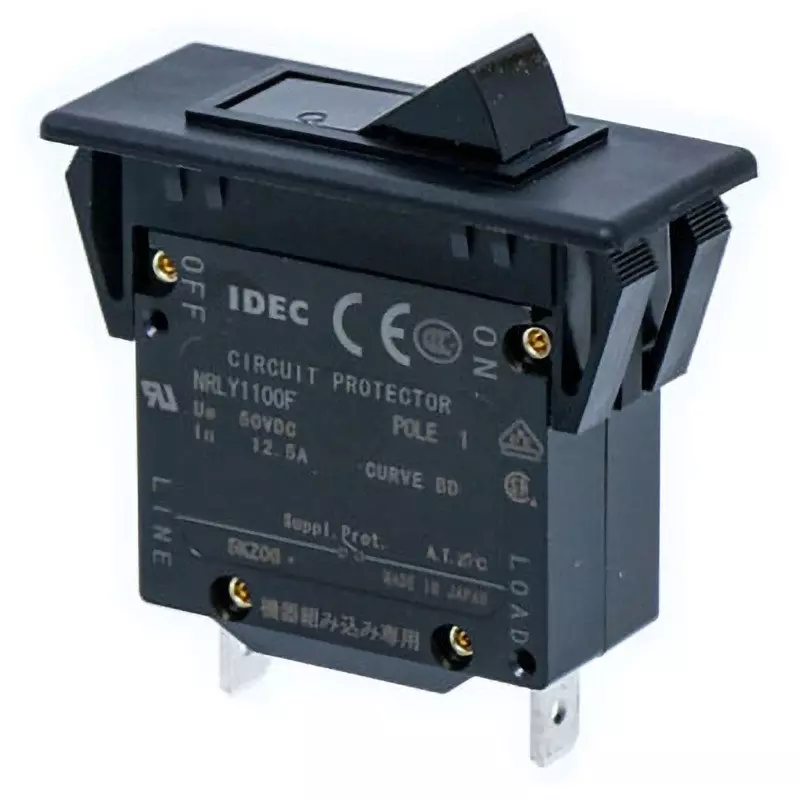 IDEC Nrl Series Circuit Protectors (Main Terminal) Tab 250 Type Terminal AC250/DC50 V 1 Pole, Nrly1100F-12.5Abd-B