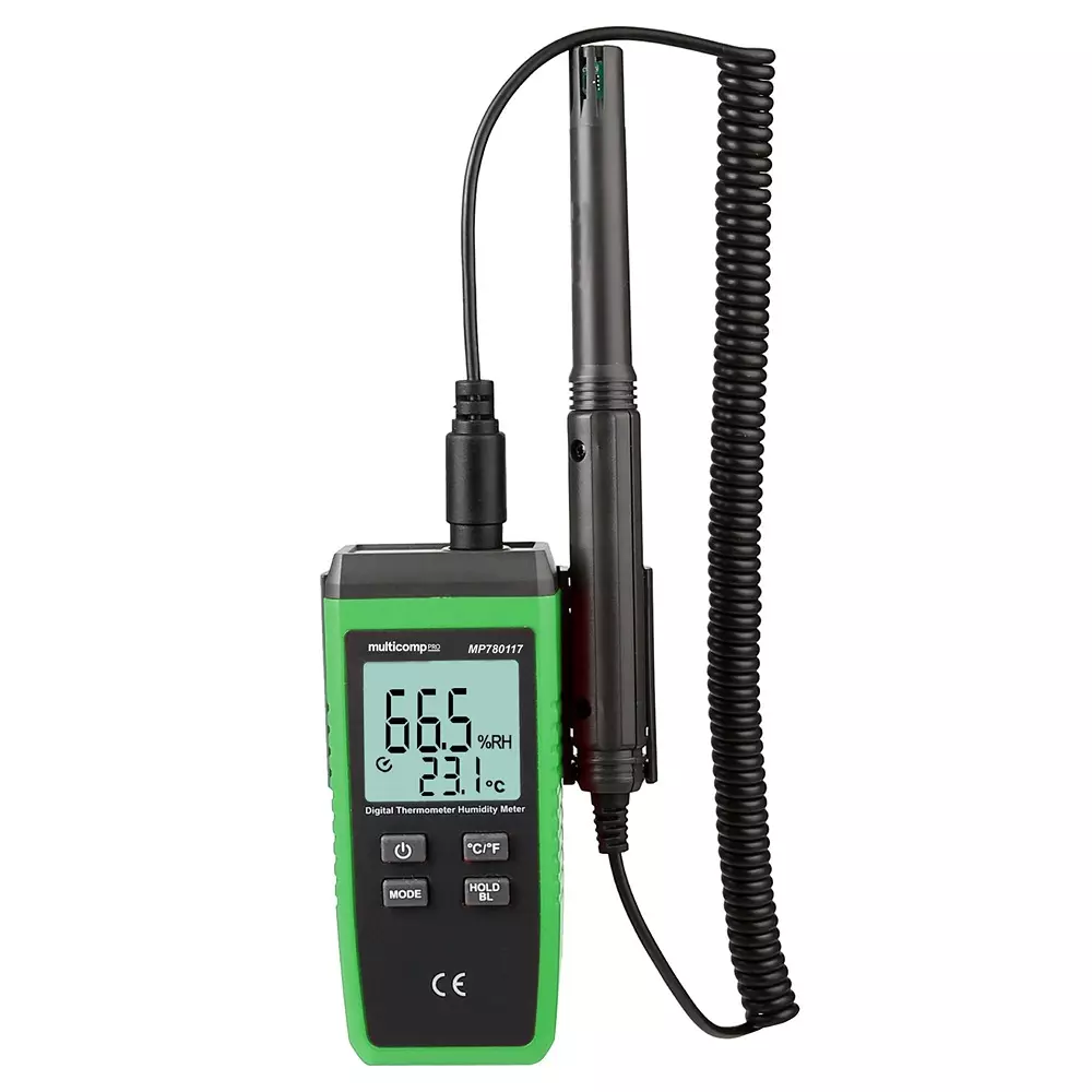MULTICOMP PRO Temp & Humidity Meter 0.05 Accuracy % 0% to 100% Relative Range 0.1 °C Resolution ( °C), MP780117