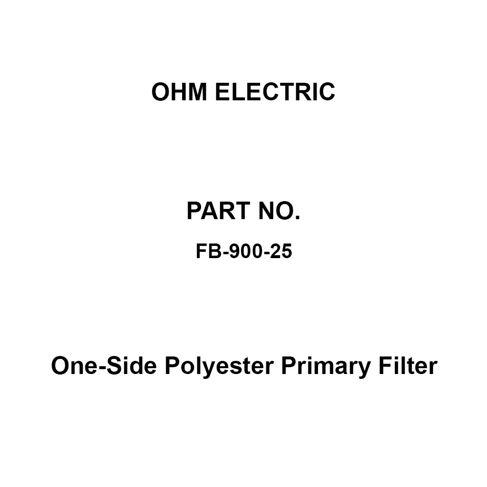 OHM ELECTRIC One-Side Polyester Primary Filter Polypropylene + thick paper Material, FB-900-25 (Pack of 5)