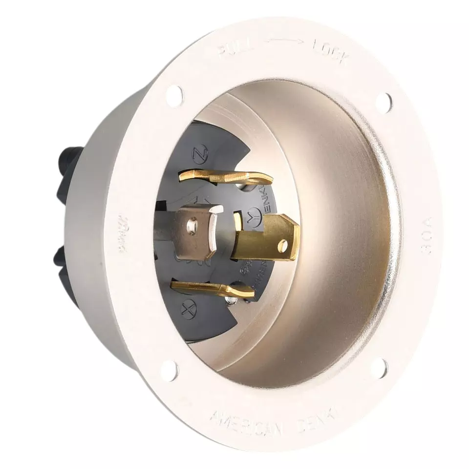 AMERICAN DENKI Hook Type Flange Inlet 250 V Rated Voltage, 4325