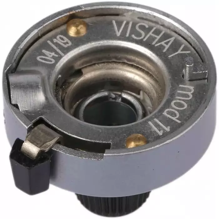 Vishay Circular Potentiometer Knob 25.4 mm Dia Black Indicator, 11A41B10