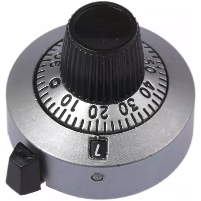 Vishay Circular Potentiometer Knob 25.4 mm Dia Black Indicator, 11A41B10