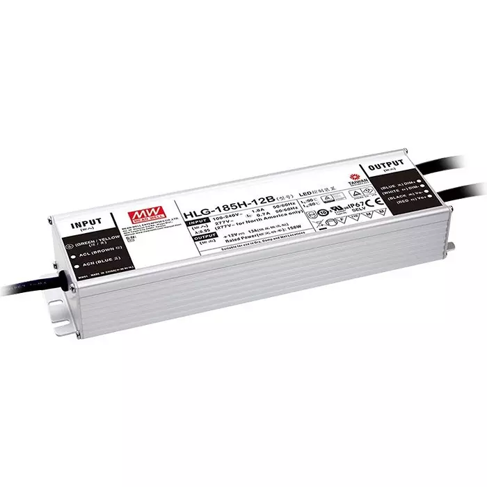 Mean Well LED DRIVER PSU, AC-DC, 12V, 13A, HLG-185H-12B