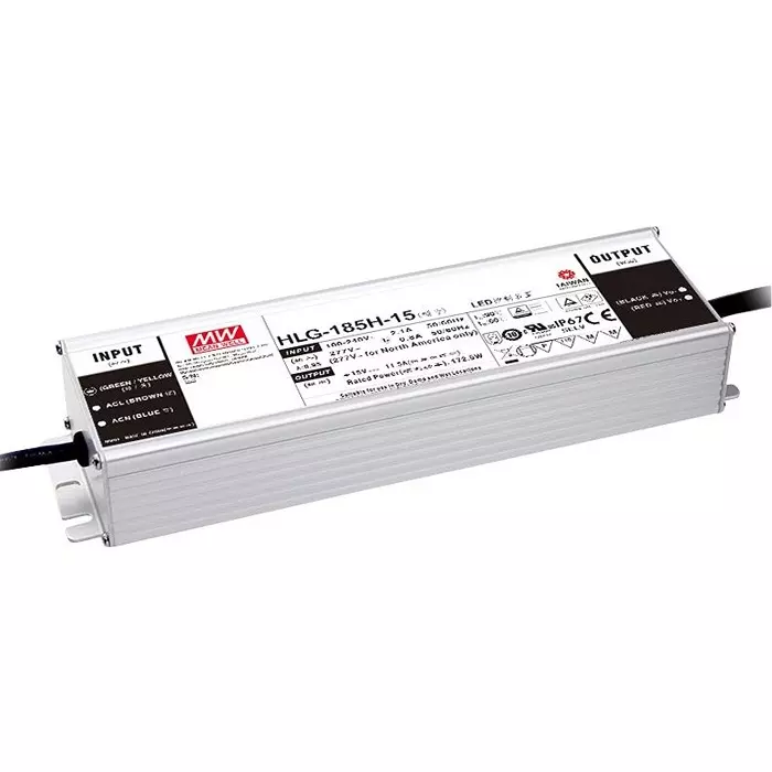 Mean Well LED DRIVER PSU, AC-DC, 24V, 7.8A, HLG-185H-24