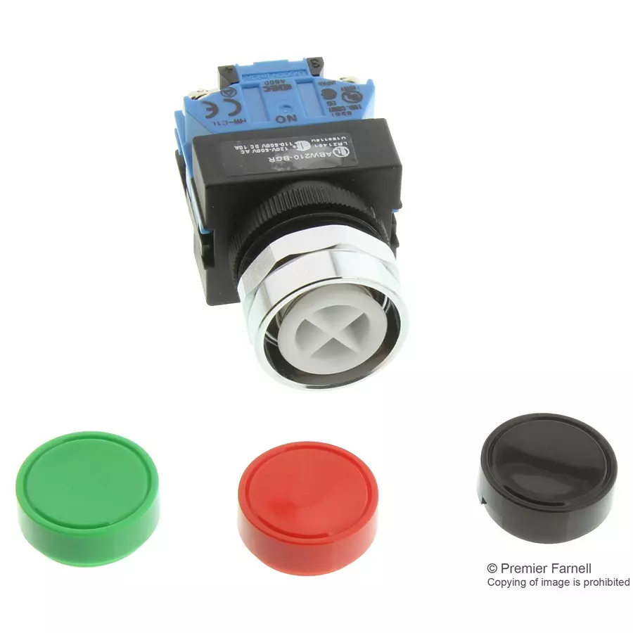 IDEC SWITCH, INDUSTRIAL PUSHBUTTON, 22MM, ABW210-BGR