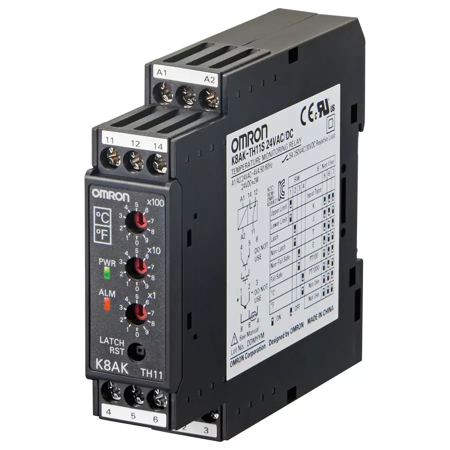 OMRON INDUSTRIAL AUTOMATION TEMPERATURE MONITORING RELAY, SPDT, K8AK-TH11S 24VAC/DC