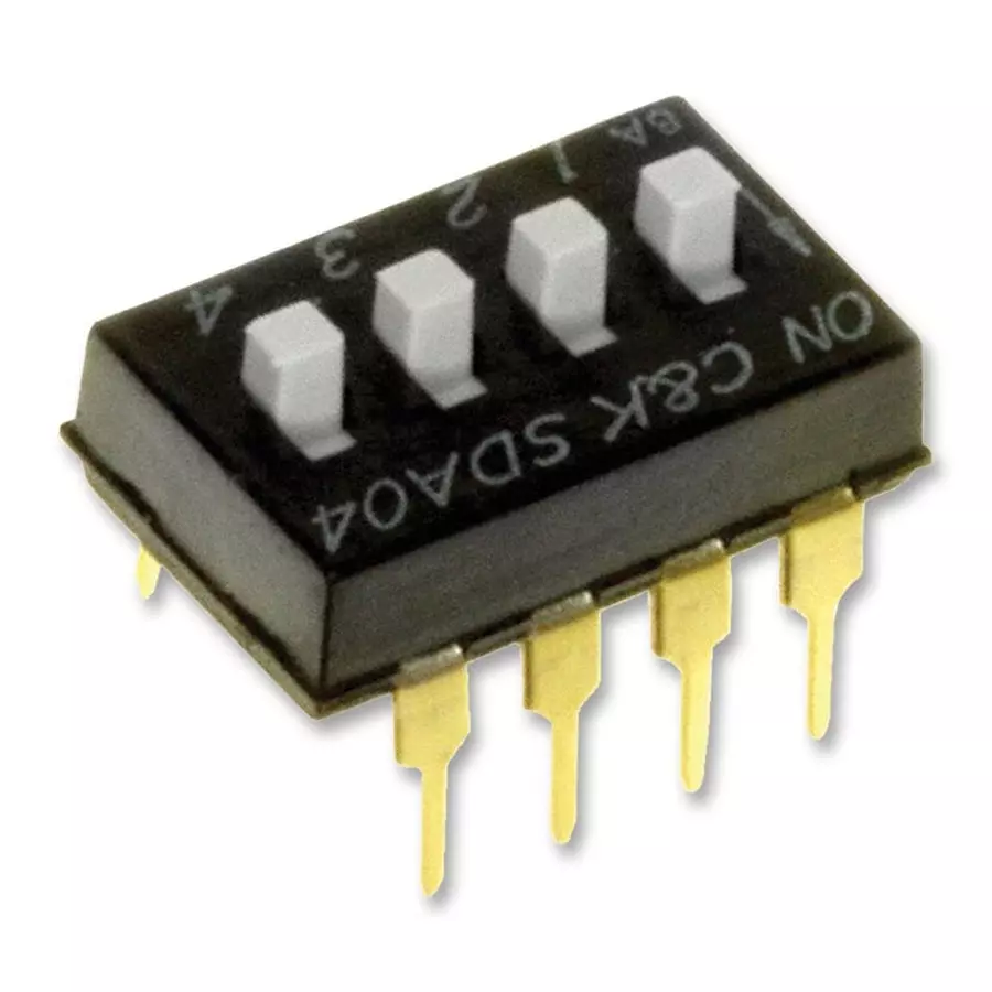 C&K COMPONENTS Switch Dip Top Slide 4Pos, SDA04H1BD