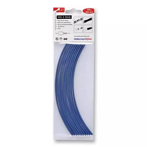 HELLERMANNTYTON Heatshrink, 3:1, 3 mm, Blu, Pk10, 308-30312 (Pack of 10)