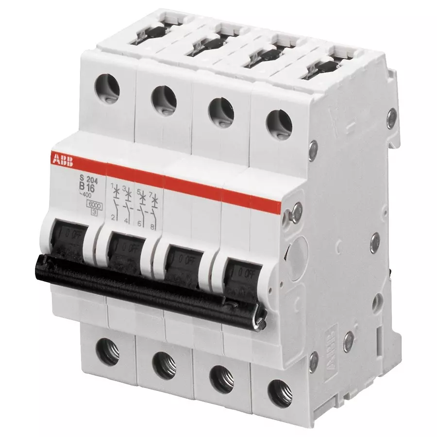 ABB Circuit Breaker, Thermal Mag, 4 Pole, S204-C40