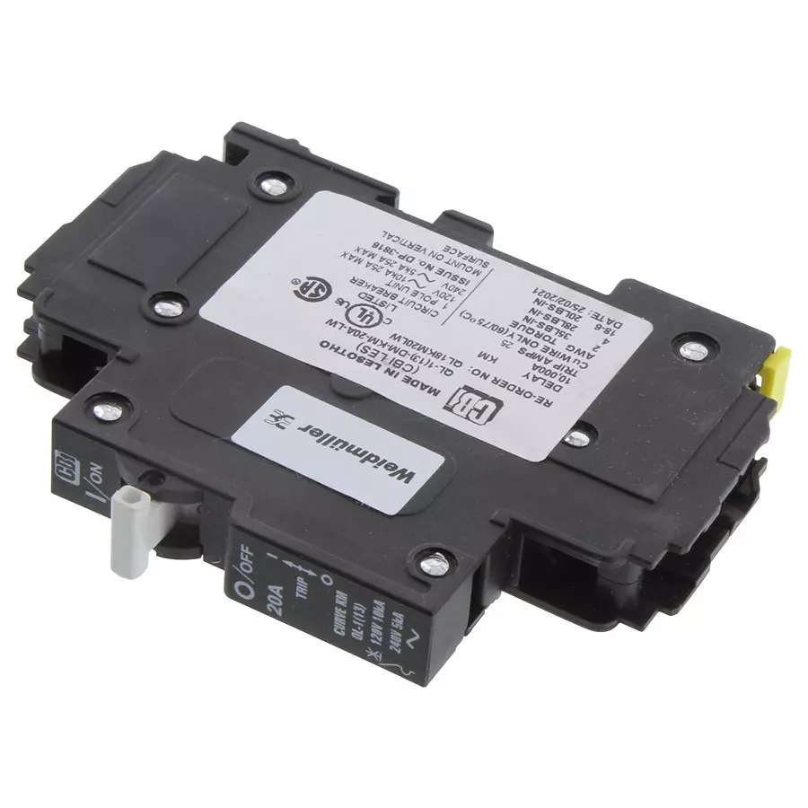 Weidmuller CIRCUIT BREAKER, HYDROMAGNETIC, 1P, 120V, 20A, 9926251020