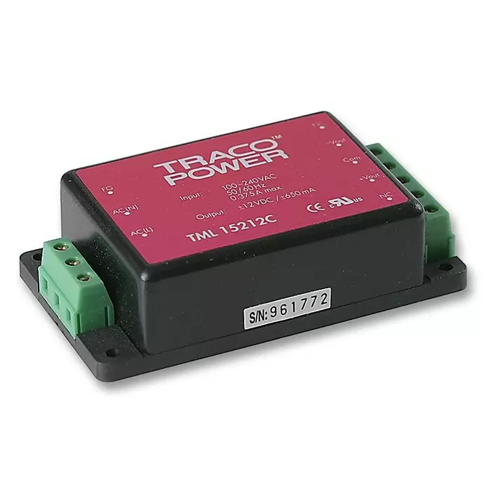 TRACO POWER PSU, AC/DC, +/-15V, 1.3A, 40W, MODULE, TML 40215C