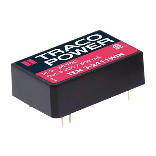 TRACO POWER DC-DC CONVERTER, 15V, 0.2A, DIP, TEN 3-2413WIN