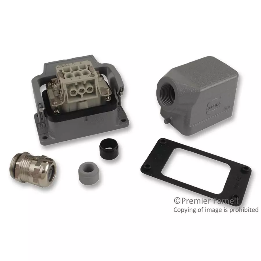 Harting Connector Kits RECTANGULAR HAN-KIT, 6WAY, SCREW, 10330060000