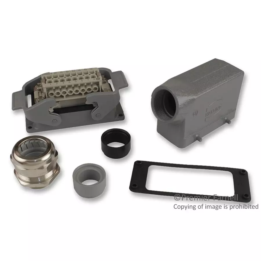 Harting Connector Kits RECTANGULAR HAN-KIT, 16WAY, SCREW, 10330160000