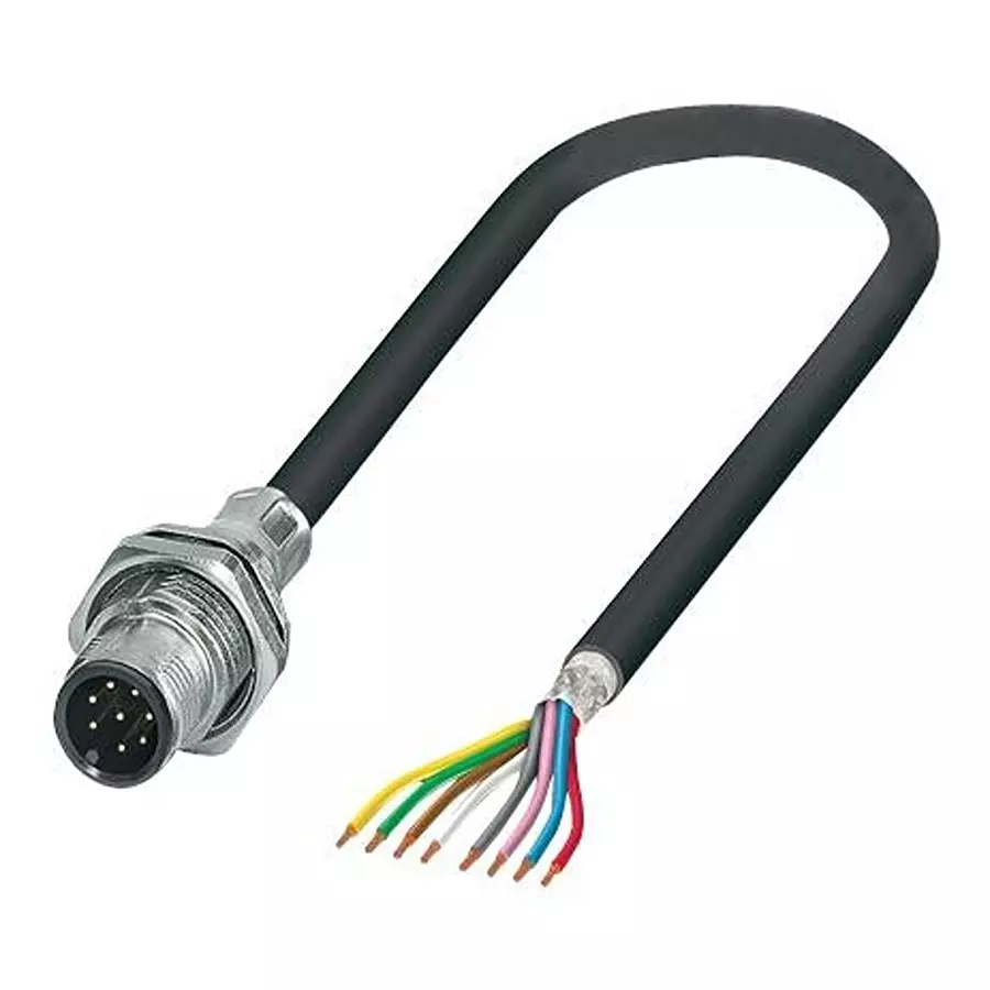 Phoenix Contact Sensor Cable Assemblies SENSOR CORD, 8P, M12 PLUG-FREE END, 1M, 1419425