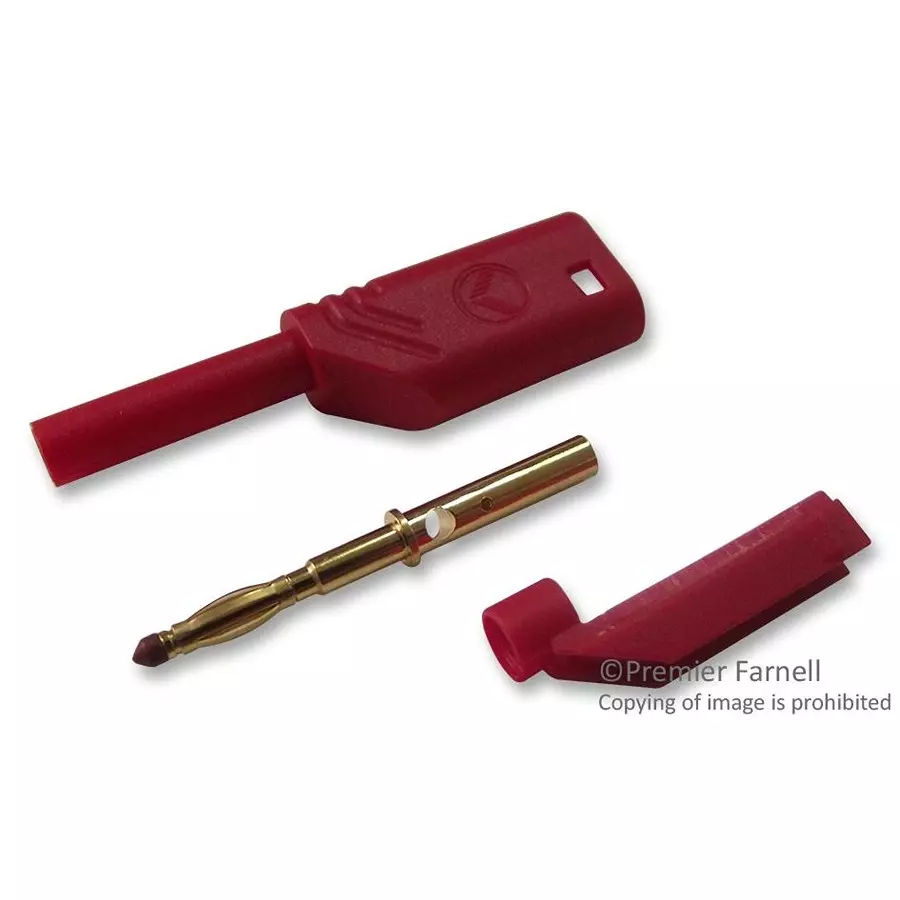 HIRSCHMANN PLUG, 2MM, SAFETY, RED, SEB, 975090701