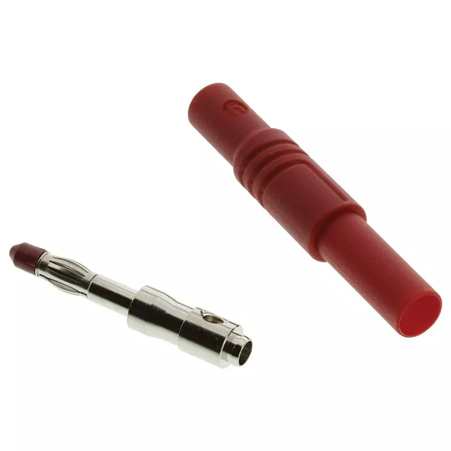 HIRSCHMANN SAFETY PLUG, 24A, 4MM, CABLE, RED, 934097101