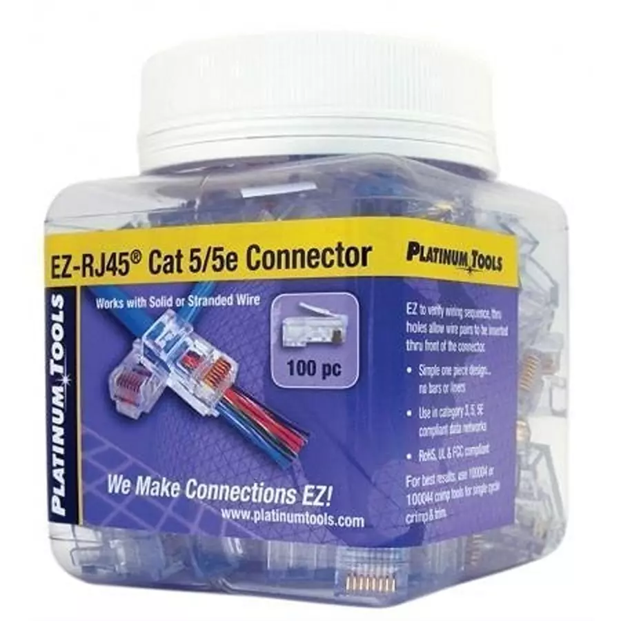PLATINUM TOOLS Ez--Rj45 Cat5 100 Piece Jar, 202003J (Pack of 100)