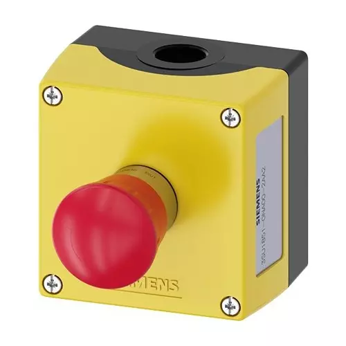 SIEMENS EMERGENCY STOP SW, SPST-NC, 500V, SCREW, 3SU1851-0NA00-2AA2