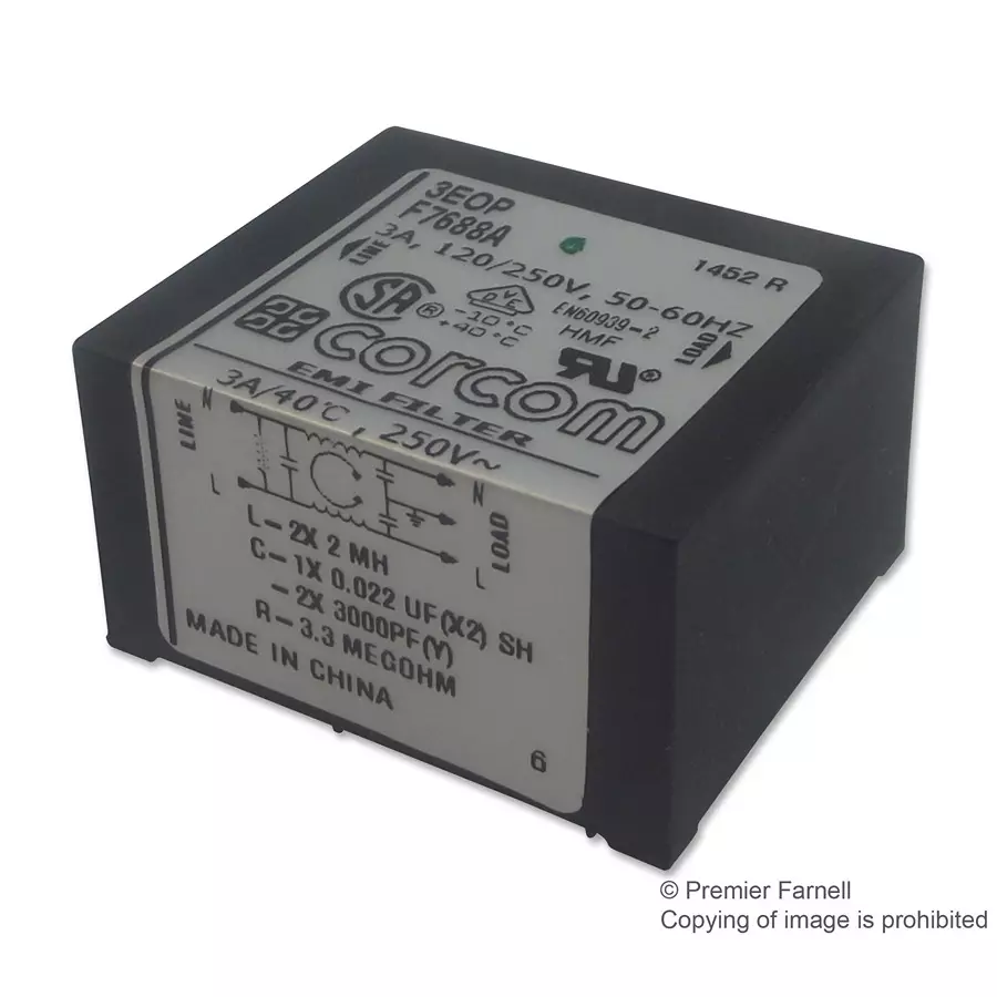 CORCOM - TE CONNECTIVITY FILTER, POWER LINE, 1-PH, 1A, 250VAC, 1EOP M0