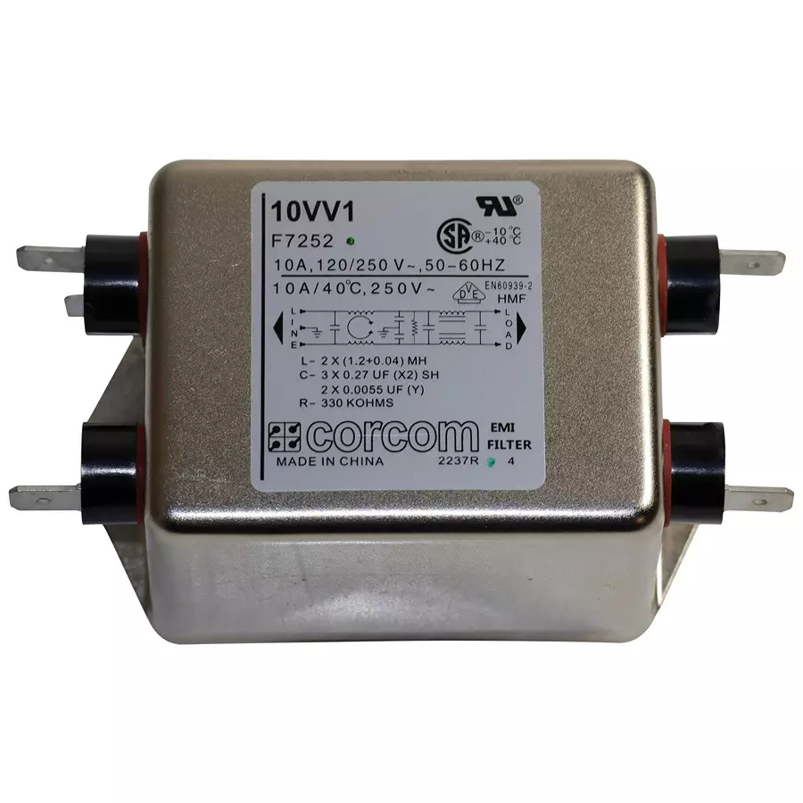 CORCOM - TE CONNECTIVITY POWER LINE FILTER, 1PHASE, 10A, QC, 10VV1