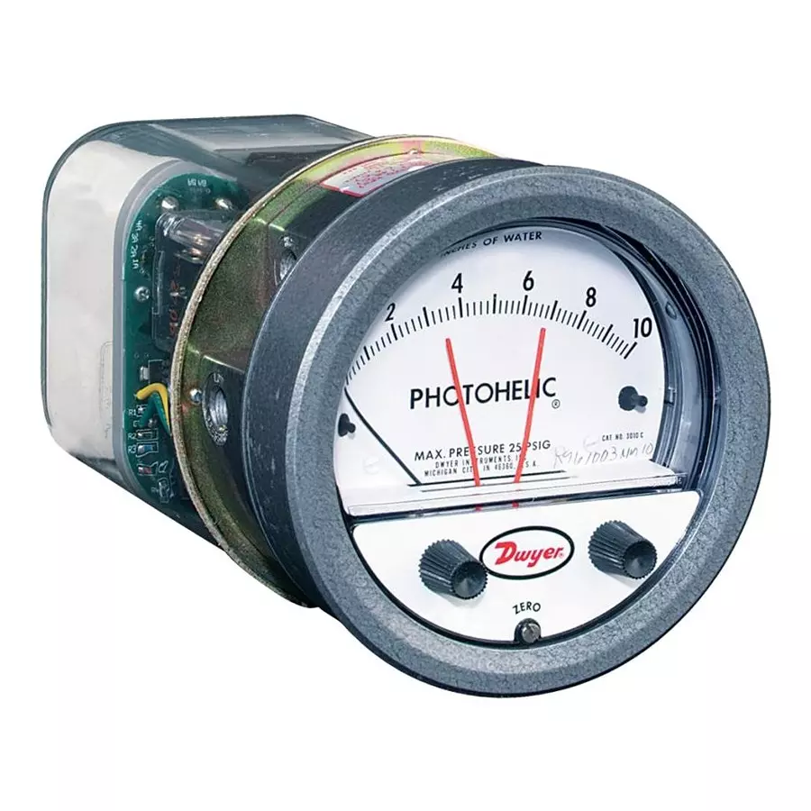 DWYER PRESSURE GAUGE, 2INCH-H2O, 1/8"FNPT, A3002.