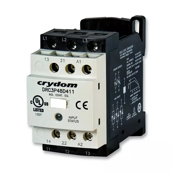 SENSATA/CRYDOM SSR, CONTACTOR, 530VAC, 5A, DIN RAIL, DRC3P48D400R