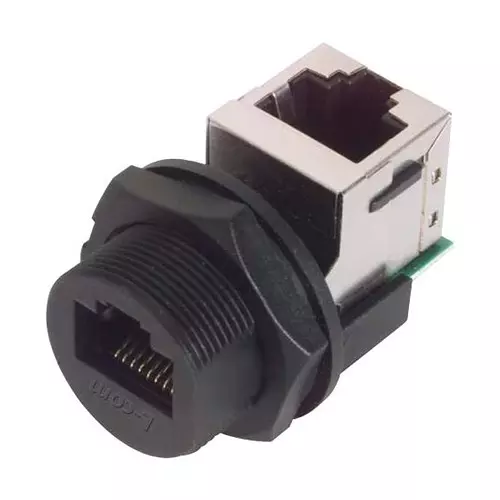 L-COM ADAPTOR, R/A, RJ45 JACK-RJ45 JACK, WPRJ-FTRACAT5E