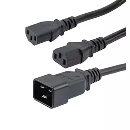 L-COM SPLIT PWR CORD, IEC C20-IEC C13, 15A, 3 , C20-C132-15-3F