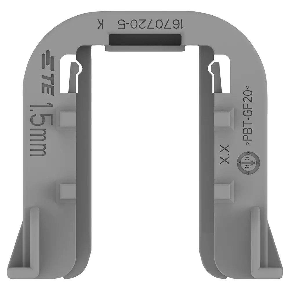 TE CONNECTIVITY Mounting Clip, Pbt-Gf, Grey, 1670720-5 (Pack of 10)