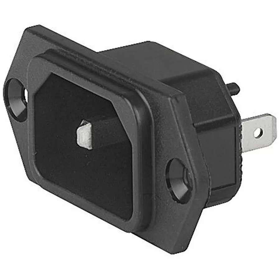 SCHURTER Connector, Mains Socket, 15A, 250V, Blk, 6100.3300.33