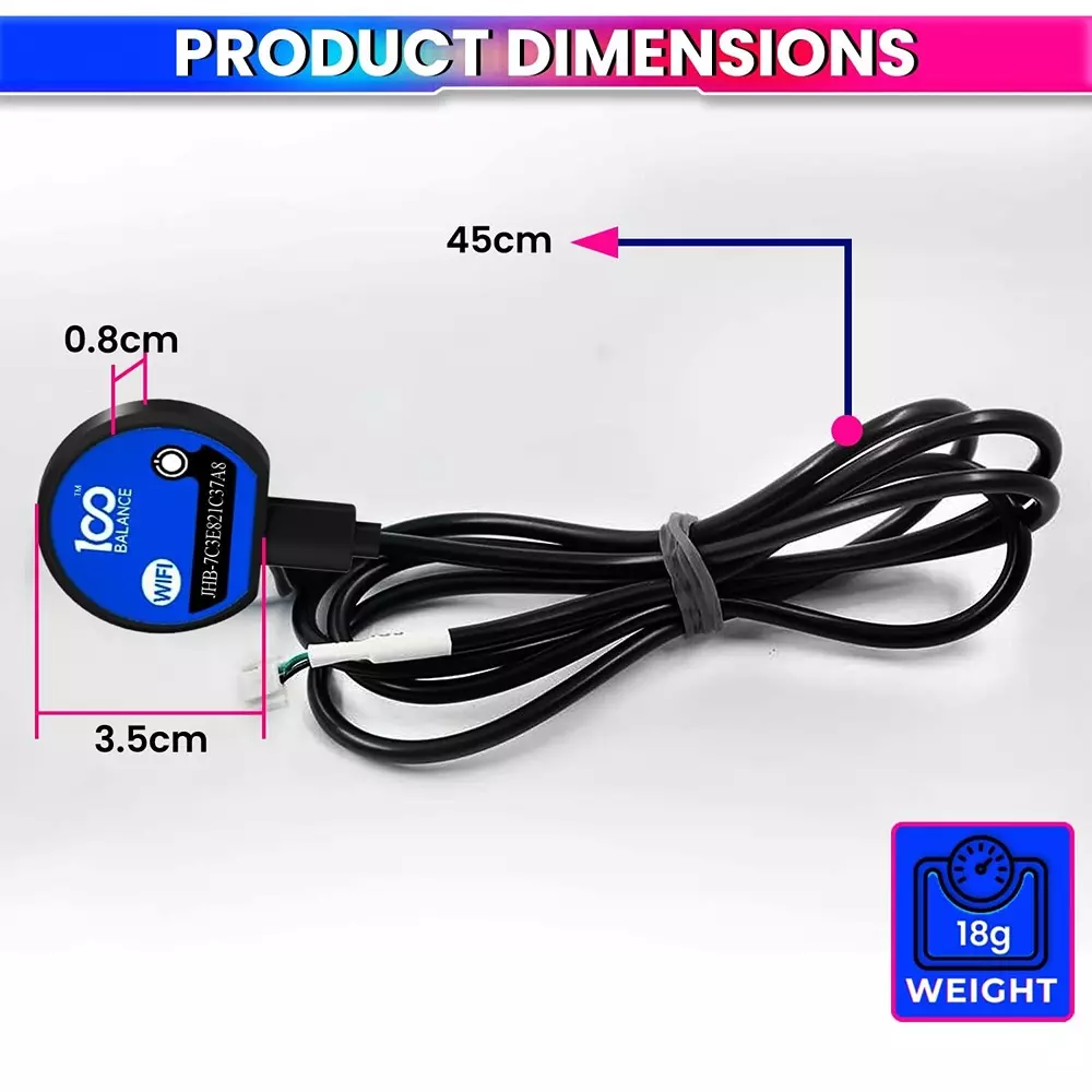 100 BALANCE WiFi Module 2.4 GHz WiFi Connectivity for Smart Active Balance BMS with 45 cm Cord Length