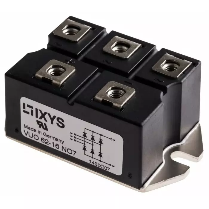 IXYS SEMICONDUCTOR Bridge Rectifier Module 63 A 1600 V 3-Ph Ase 5-Pin, VUO62-16NO7 (Pack of 10 Pcs)