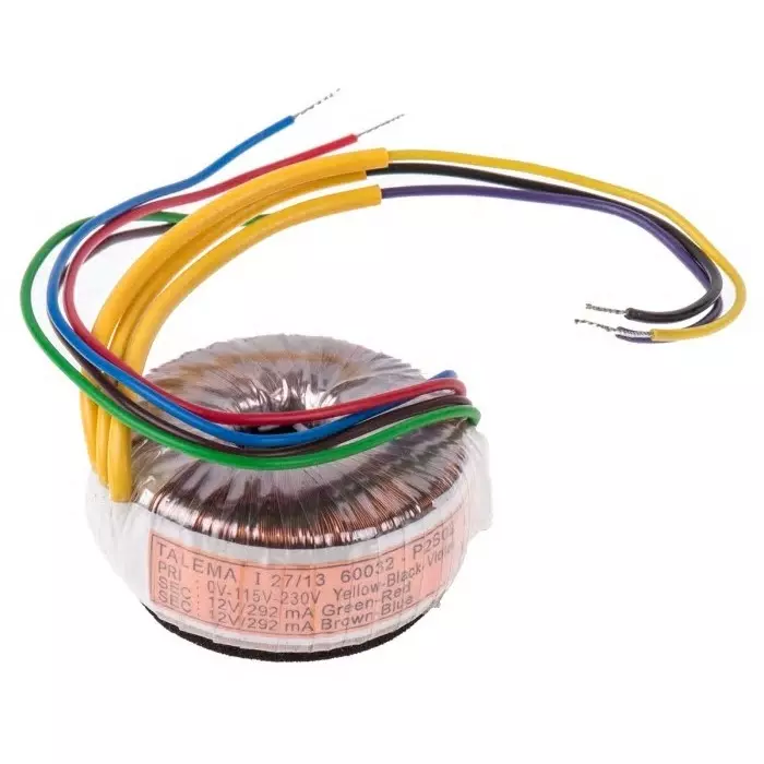 Nuvotem Talema Toroidal Transformer 115 V AC 230 V AC 2 x 12V AC 7VA 2 Output, 60032