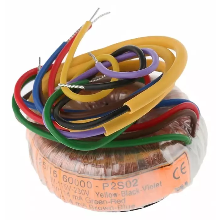 Nuvotem Talema Toroidal Transformer 115 V AC 230 V AC 2 x 7V AC 1.6VA 2 Output, 60000