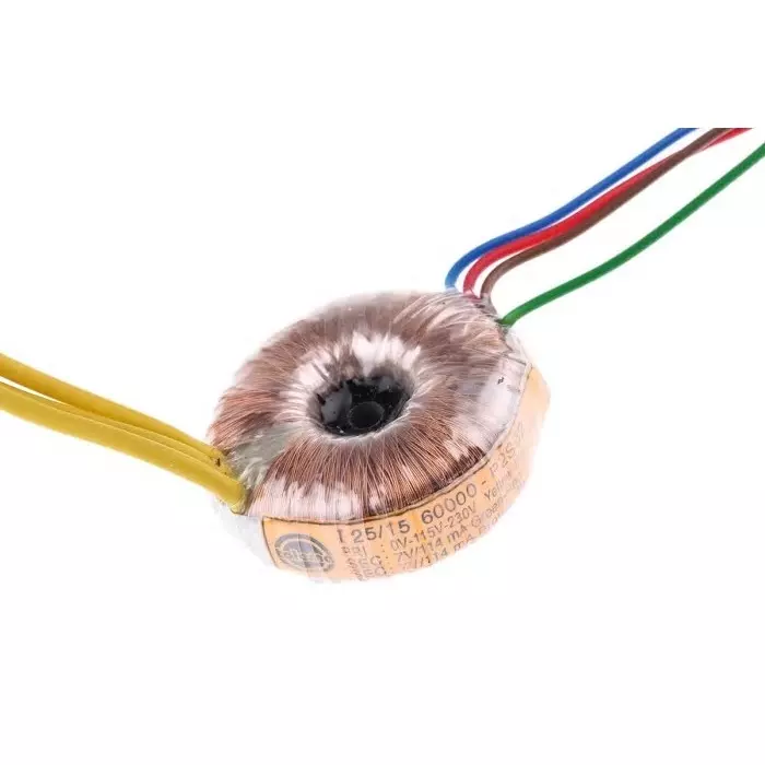 Nuvotem Talema Toroidal Transformer 115 V AC 230 V AC 2 x 7V AC 1.6VA 2 Output, 60000