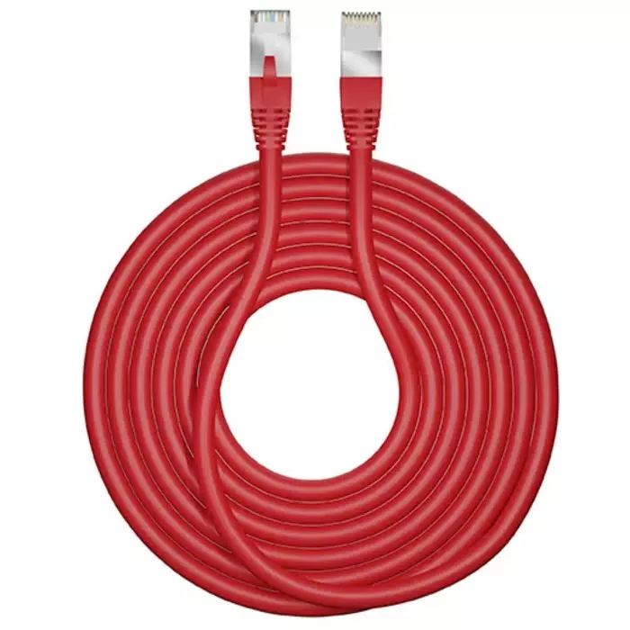 CAE Groupe RJ45 Male to RJ45 Male Cable 3 m Cat6a Red S/FTP Shielded Terminated LSZH Sheath, CORD6ASF03RMSH (Pack of 5 Pcs)
