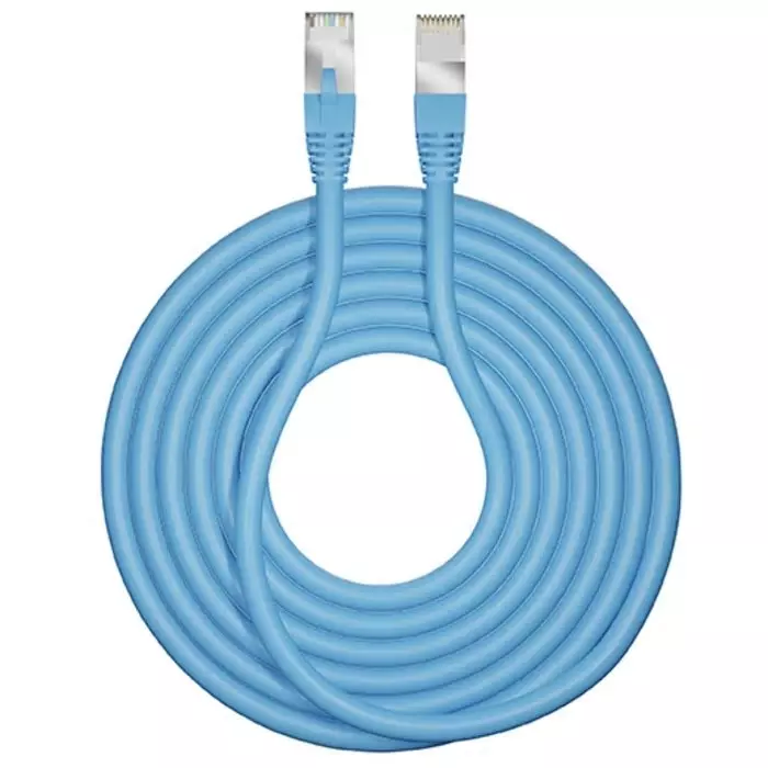 CAE Groupe RJ45 Male to RJ45 Male Cable 5 m Cat6a Blue S/FTP Shielded Terminated LSZH Sheath, CORD6ASF05BMSH (Pack of 5 Pcs)