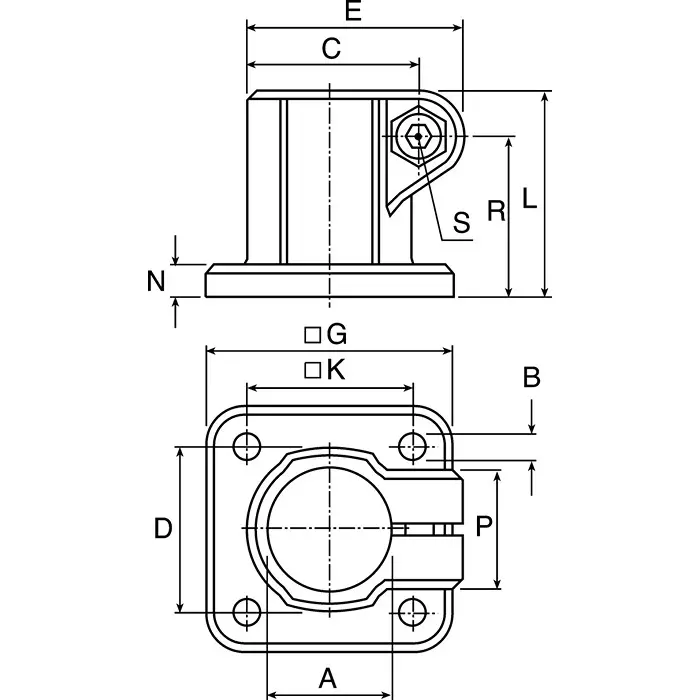 Rose+Krieger M8 Thread Base Clamp 20 to 30mm 20mm, K30030BCE (Pack of 5 Pcs)