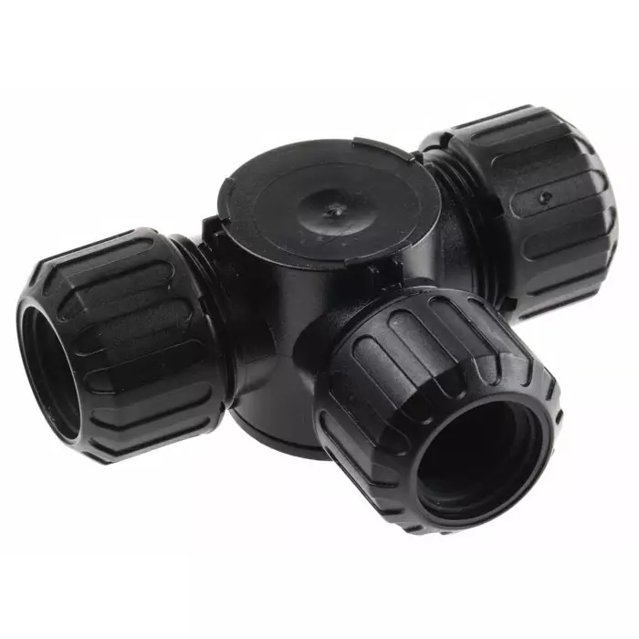Adaptaflex T Piece Conduit Fitting 16mm Nominal Size M16 Nylon 66 Black, 7TCA296000R1650ASF16X3/T/BL