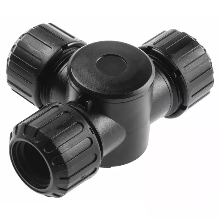 Adaptaflex T Piece Conduit Fitting 16mm Nominal Size M16 Nylon 66 Black, 7TCA296000R1650ASF16X3/T/BL