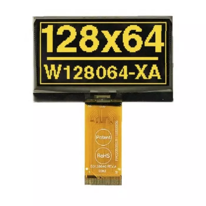 Display Visions Passive Matrix OLED Display 2.42 inch Yellow 128x64 Pixels COB I2C SPI Interface, EA W128064-XALG