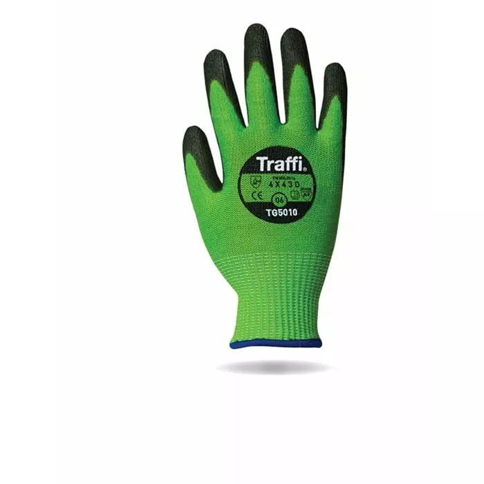 Traffi Work Gloves Black & Green Elastane Glass Fibre HPPE Nylon Polyester Cut Resistant Size 8, TG5010 : A-TG5010-GR-8 (1 Pair)