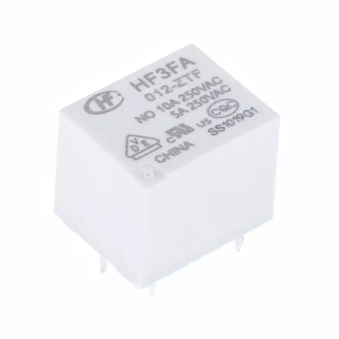 Hongfa Europe GMBH PCB Mount Power Relay 12V DC Coil 10A Switching Current SPDT, HF3FA/012-ZTF (Pack of 5 Pcs)