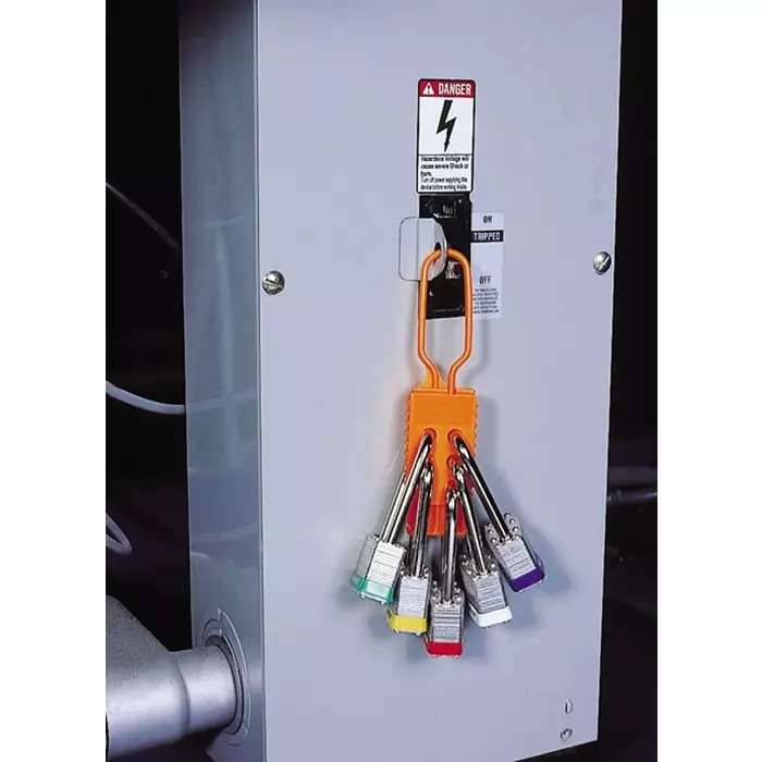 ABUS Red 6-Lock Plastic Hasp Lockout, 57219
