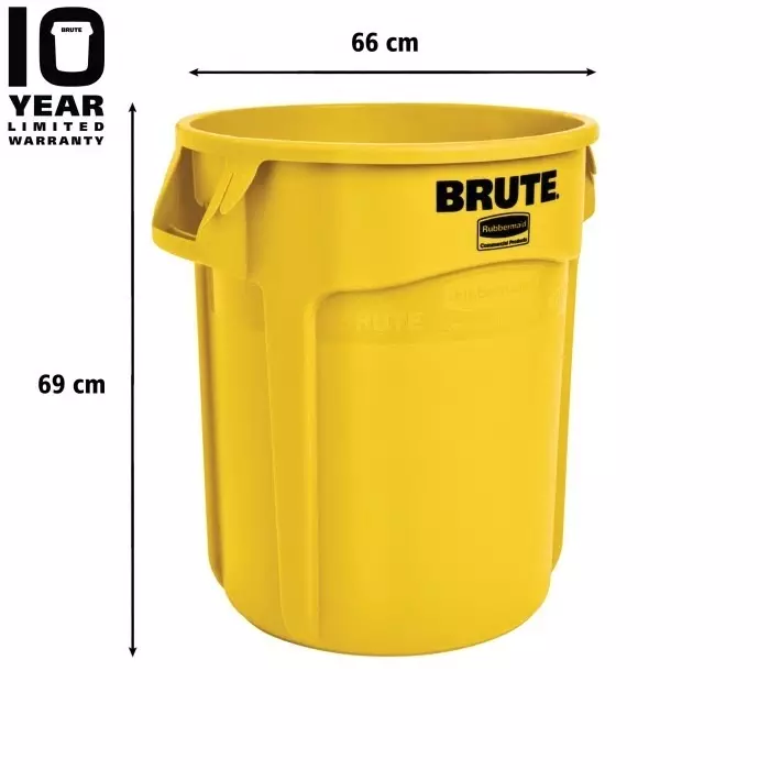 RUBBERMAID Brute 121L Yellow PE Waste Bin, FG263200YEL