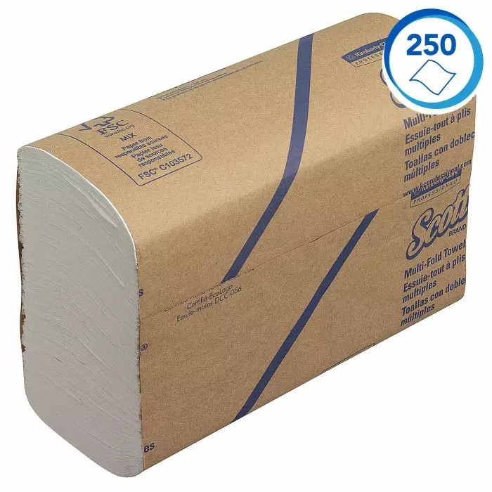 Kimberly-Clark Scott Folded White Paper Towel 203mm 250 Sheets, 3749