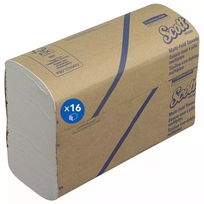 Kimberly-Clark Scott Folded White Paper Towel 203mm 250 Sheets, 3749