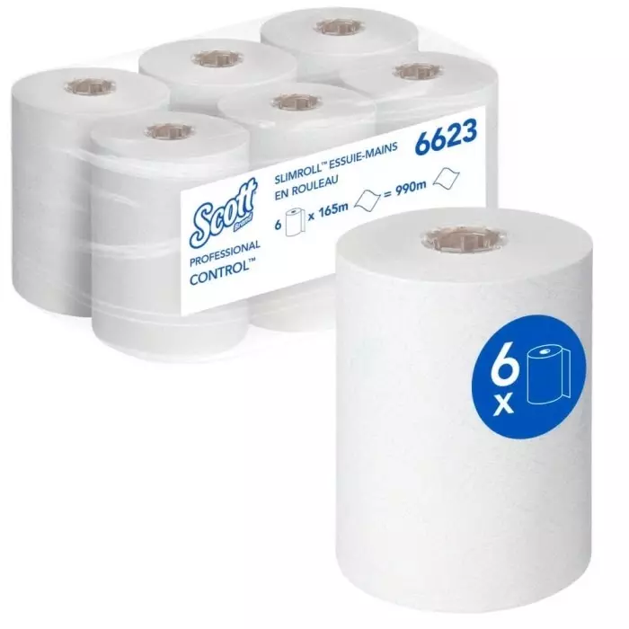 Kimberly-Clark Scott Control Slimroll Rolled White Hand Towels 198mm 3960 Sheets, 6623